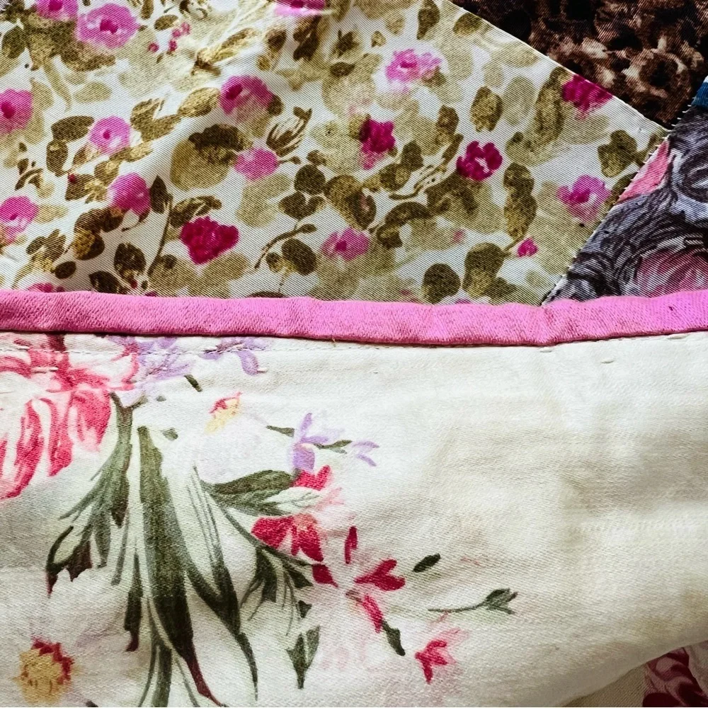 30”x40” Vintage Silk Quilt. Picnic Quilt.